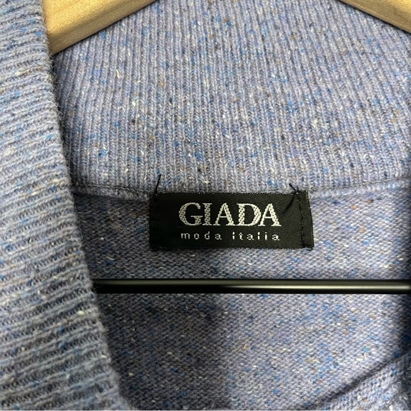 Giada Moda Italia Wool Sweater XL Henley Button Mock Neck Women Splatter Print - Picture 9 of 9